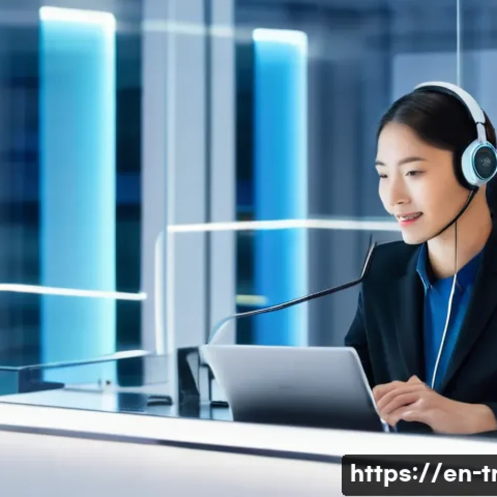 통역사 초보자를 위한 실무 입문 - A professional simultaneous interpreter in a modern conference booth, wearing a sleek headset with a...