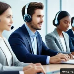 통역사 실무 사례 공유 - A professional interpreter in a modern conference room, wearing business casual attire and a headset...