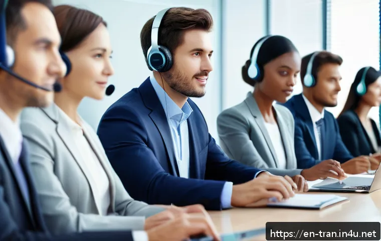 통역사 실무 사례 공유 - A professional interpreter in a modern conference room, wearing business casual attire and a headset...